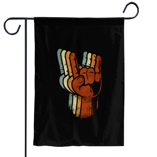 Devil horns Sign Retro Metal Fork Rock Hand Garden Flags