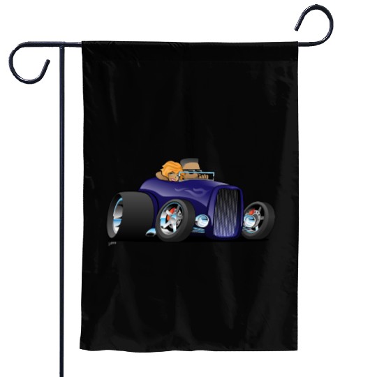 Highboy hot rod deep purple roadster Garden Flags
