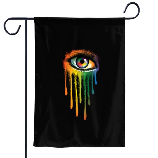 Crying Colorful Tears Sad Eyes Artistic Watercolor Garden Flags