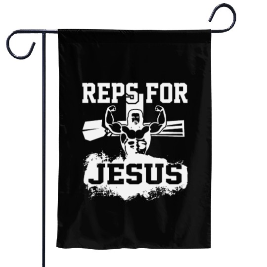 Funny Jesus Christ Gym Fitness Church Bizeps Gift Garden Flags