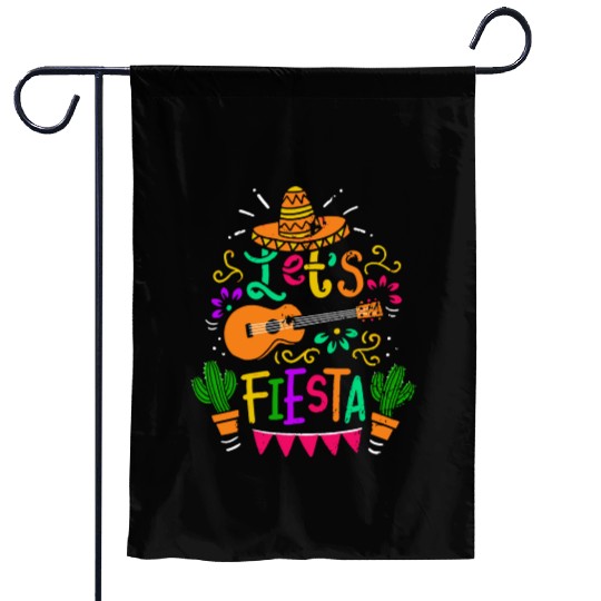 Cinco De Mayo Cactus Sombrero Fiesta Guitar Funny Garden Flags