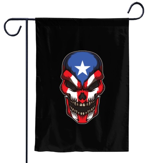 Puerto Rico Skull | Proud Boricua Flag Garden Flags