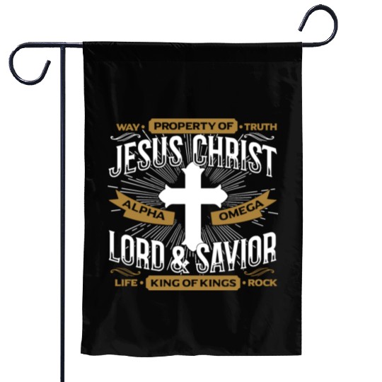 way property of truth jesus christ alpha omega lor Garden Flags