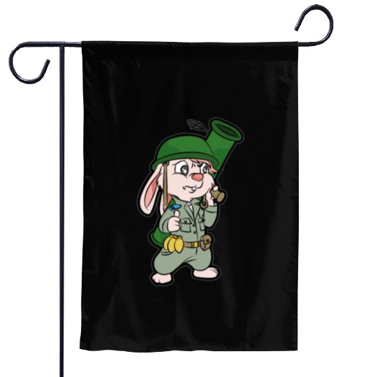 CUTE BUNNY WITH BAZOOKA Soldier Pacifist Private Garden Flags