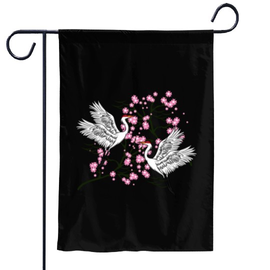 Crane Cherry Blossom Japanese traditional gift Garden Flags