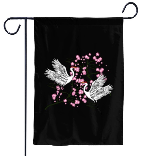 Crane Cherry Blossom Japanese traditional gift Garden Flags