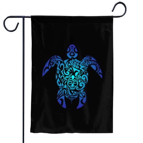 Tribal Sea Turtle Ocean Blue Hawaii Polynesian Garden Flags