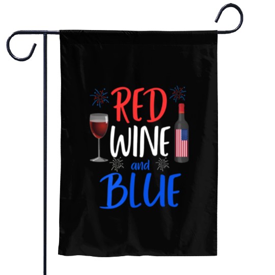 Womens Red Wine And Blue Funny 4th of July Drinkin Garden Flags