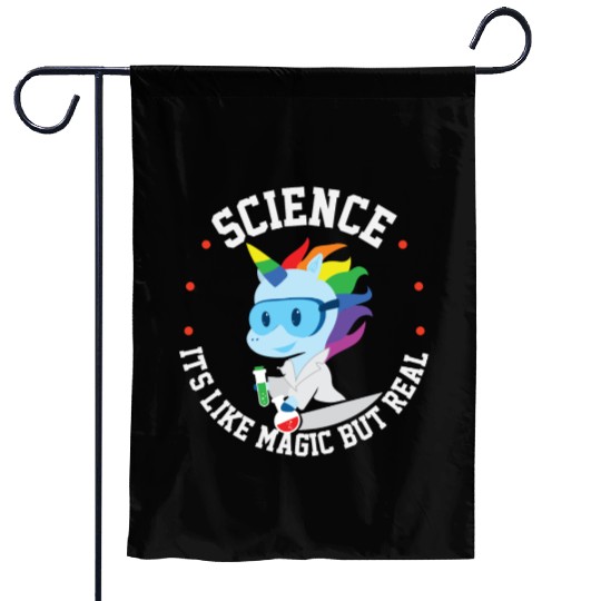 Funny Science Is Like Magic But Real Unicorn Gift Garden Flags