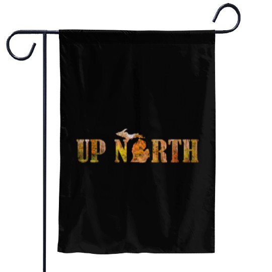 Up North Michigan Fall Leaves Silhouette Design Garden Flags
