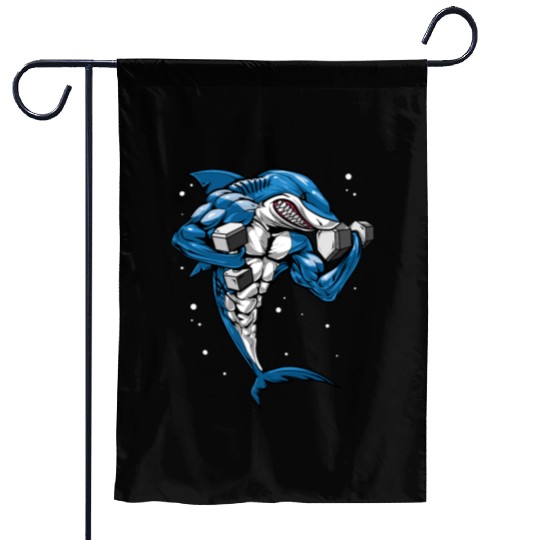 Shark Fitness Bodybuilder Garden Flags