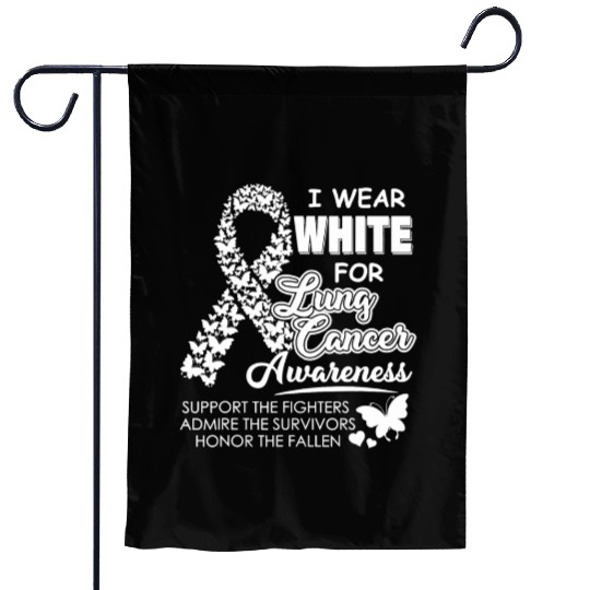 Men Women I Wear White For Lung Cancer Awareness Garden Flags