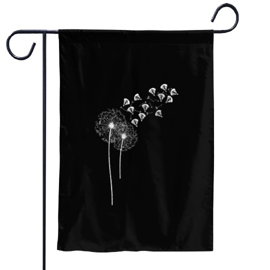 Paragliding pilots fly out of dandelion Garden Flags