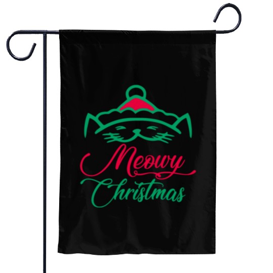 christmas cat meowy christmas - Funny Christmas Garden Flags