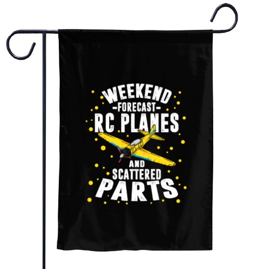 RC Plane Scattered Parts Weekend Pilot Crash Garden Flags