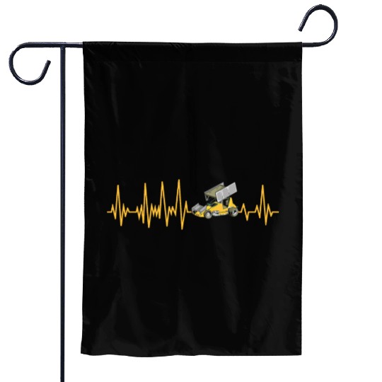 Sprint Car Racing Heartbeat Pulse Garden Flags
