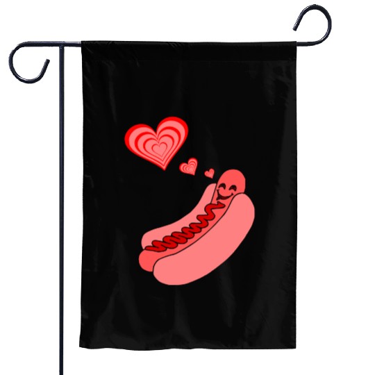 Hot Dog Love Garden Flags