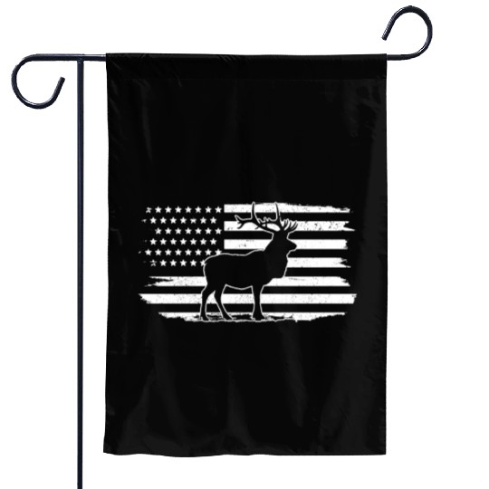 Elk American Flag Ptriotic Hunting Hunter Gift Garden Flags