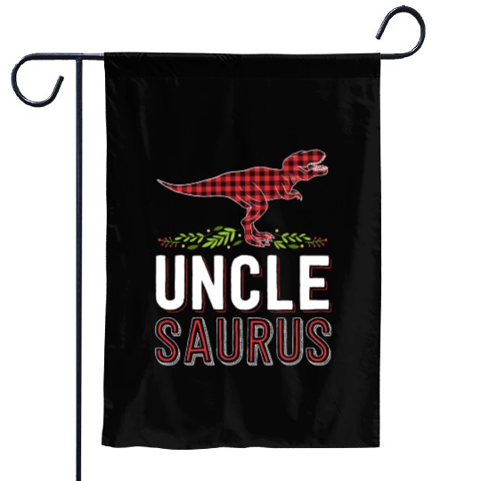 Uncle Saurus T Rex Bufallo Plaid Matching Family Garden Flags