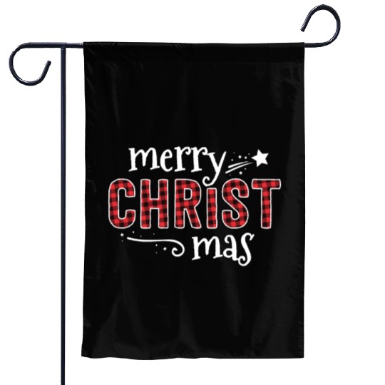 Buffalo Plaid Merry Christ Mas Garden Flags Christmas
