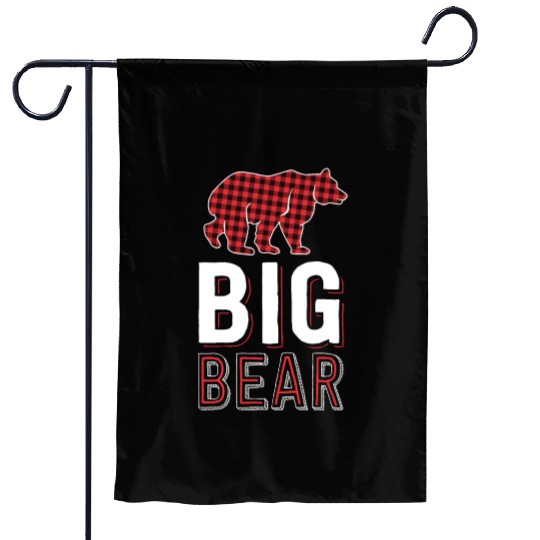 Big Bear Kids Red Buffalo Plaid Matching Family Garden Flags