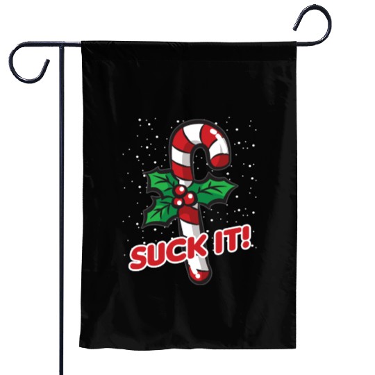 SUCK IT Christmas Candy Cane Naughty Humor Garden Flags