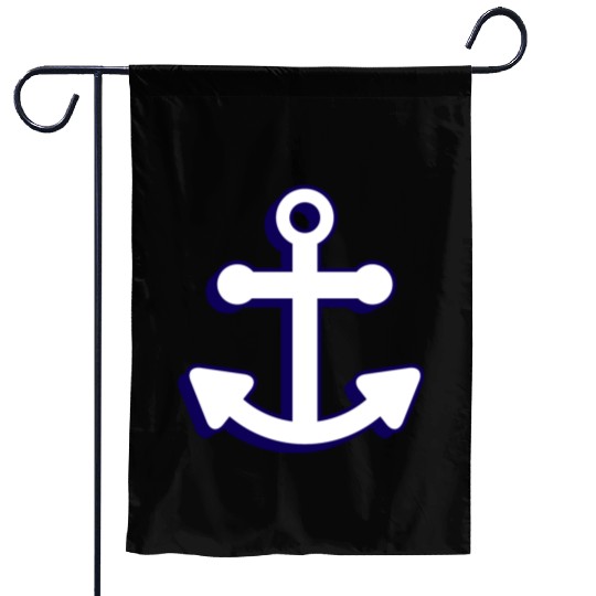 Nautical boat anchor in navy blue and white 3D Garden Flags