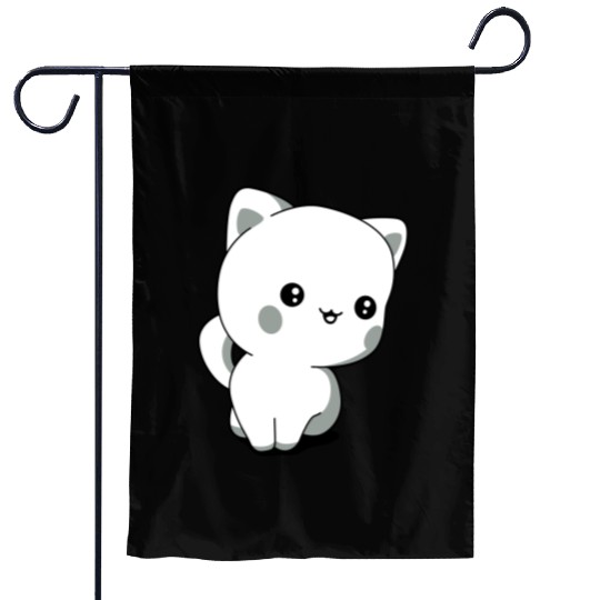 kitten chibi kawaii Garden Flags