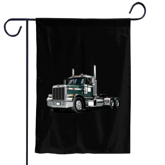 Green Semi Truck Garden Flags