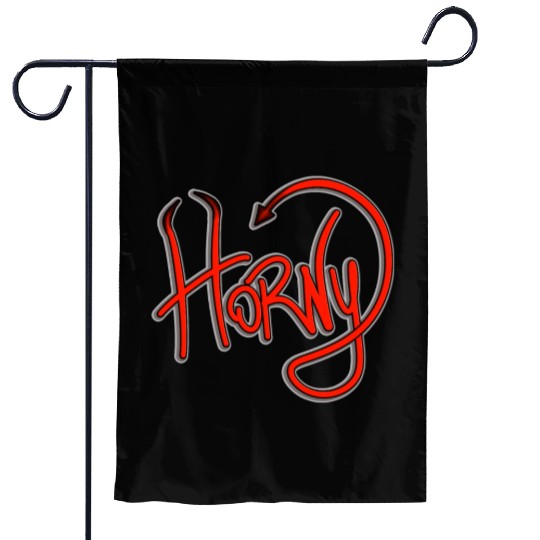 Horny Devil Funny Horns Pun Garden Flags
