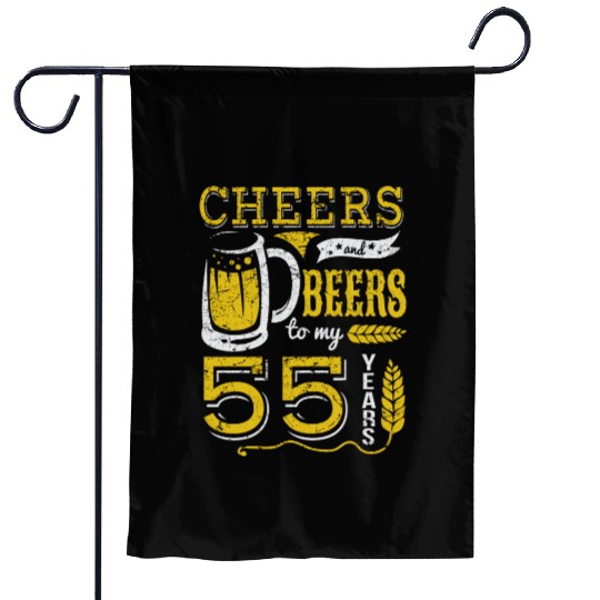 Cheers and Beers 55th Birthday Gift Idea Garden Flags