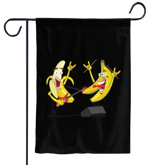 Guitar Drummer Music playing Bananas Cute Musician Garden Flags