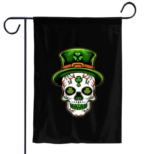 Sugar Skull St Patricks Day Garden Flags