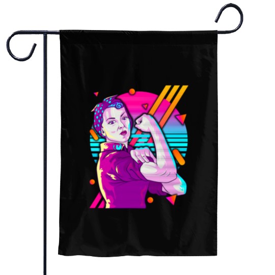 Rosie The Riveter Vaporwave Garden Flags