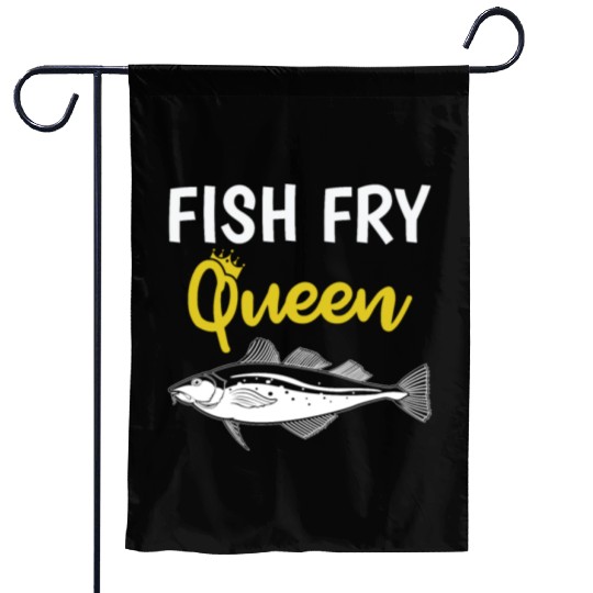 Funny Fish Fry Queen print Garden Flags