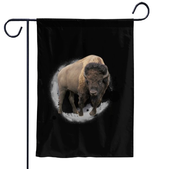 Bison Buffalo Cattle Design Illustration Gift Garden Flags