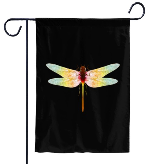 fascinating iridescent drawing of a dragonfly Garden Flags