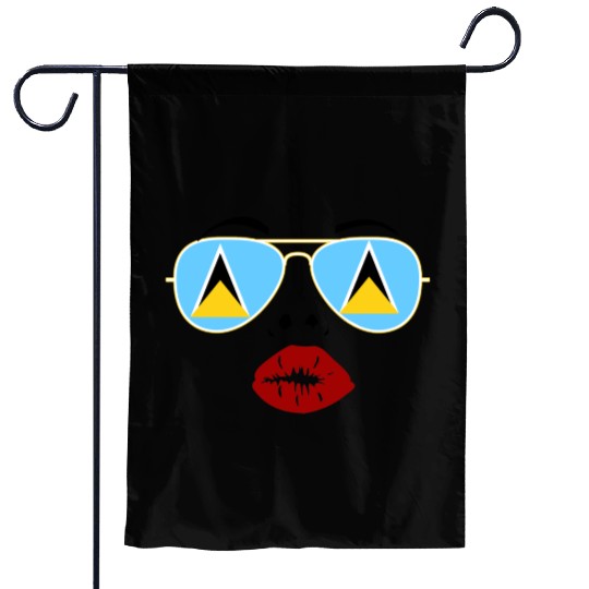 Saint Lucia Flag St Lucia Sunglasses Lips Kiss Garden Flags