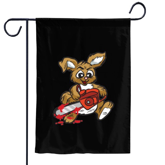 BAD BUNNY WITH CHAINSAW Garden Flags
