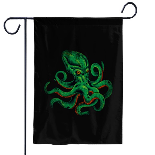Green Kraken Octopus Garden Flags