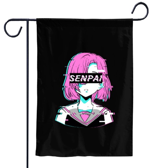 Aesthetic Vaporwave Anime Girl - Notice Me Senpai Garden Flags