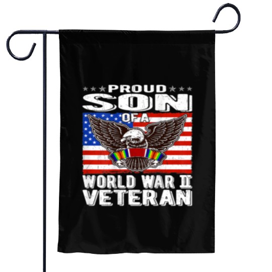 Proud Son of World War 2 Veteran Military Garden Flags