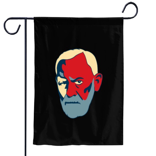 Sigmund Freud Portrait - Red and Blue Garden Flags