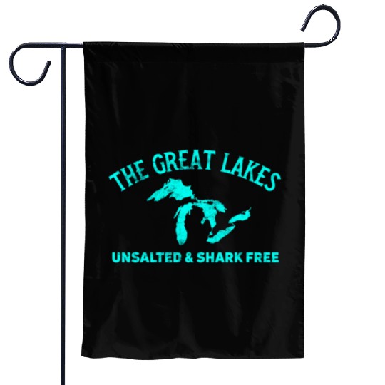 The Great Lakes Unsalted & Shark Free Michigan Gif Garden Flags