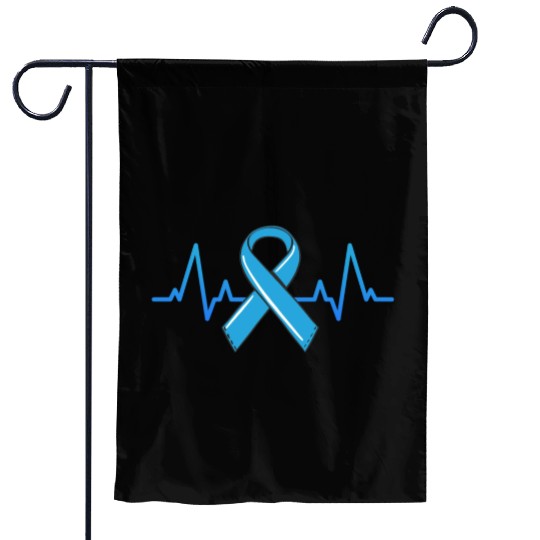 Prostate Cancer Fighter Heartbeat Garden Flags Blue Ribbon