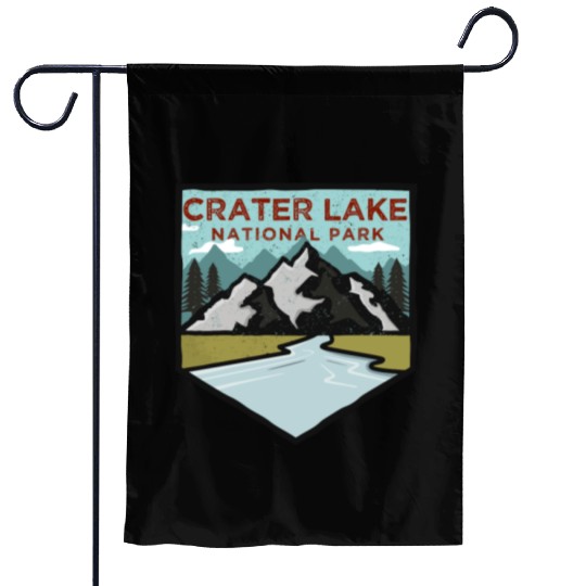 Retro Vintage Crater Lake National Park Gift Garden Flags