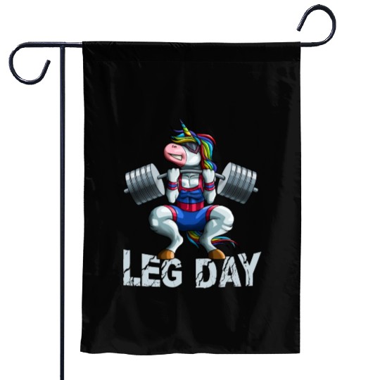 Leg Day Squat Unicorn Weight Lifter Barbell Gym Tr Garden Flags