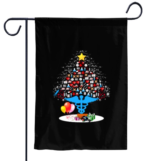 Medical Tools Christmas Tree Funny Nurse Christmas Garden Flags