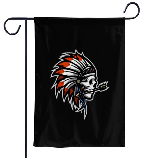 Native American Indian Headdress Skull Garden Flags