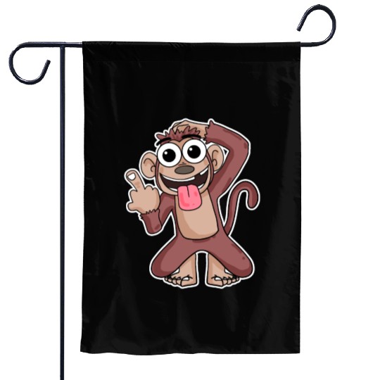 Funny Monkey Showing Middle Finger Garden Flags